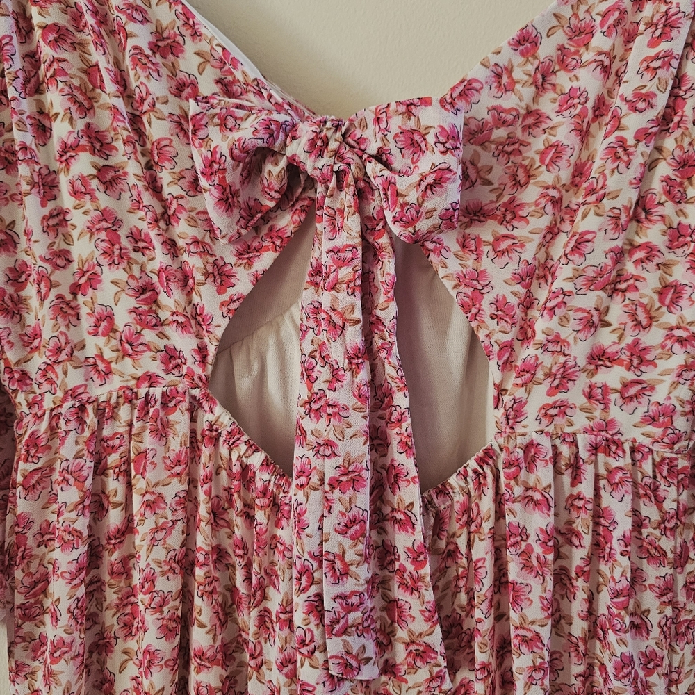 Code X Mode Pink Floral Dress With Tie In The Back Size S